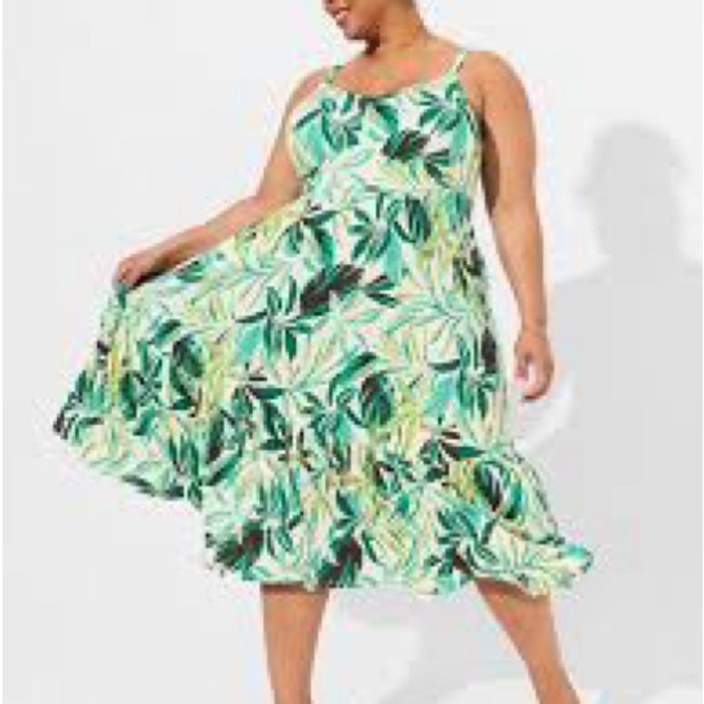 torrid Green Tropical Print Midi Dress